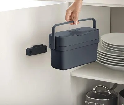 Image de Poubelle de cuisine Grafiet Slimline de 4 litres avec valve