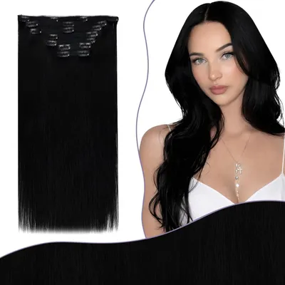 Produktbild von Clip-In Echthaar Extensions 135 g, 45 cm, Schwarz