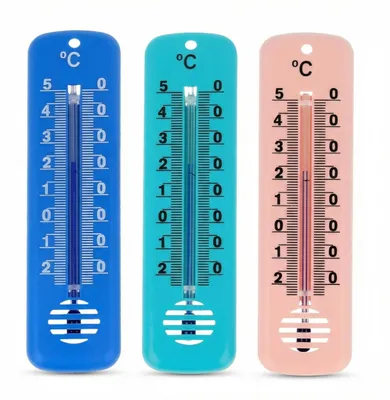 Produktbild von 3 Stück Set Außenthermometer Außen Garten Innen Hauswand Thermometer Kunststoff in Blau Grün Pink Temperatur -25 °C bis 50 °C Analog 14cm