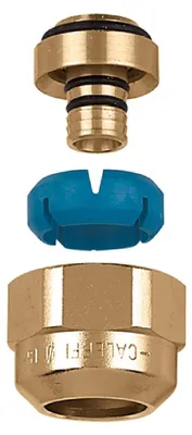 A disassembled plumbing fitting shown against a white background.