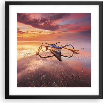 Produktbild von Gerahmtes Poster - Schwarzer Rahmen - £ódŸ Westen Die Sonne - 40x40 cm - Wand Bild - Wanddeko - Wandbilder - Kunstposter - Wandposter - Bilderrahmen - Bilder - Kunstdruck - P2BAC40x40-4433