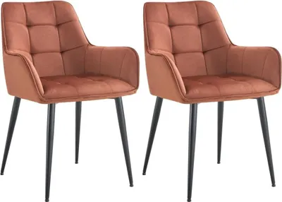 Obrázek produktu pro 2dílná jídelní židle - Sametové křeslo - Ergonomický komfort | Barva: hnědá