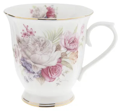 Produktbild von Clayre & Eef Tasse 200 ml Rosa Weiß Porzellan Blumen