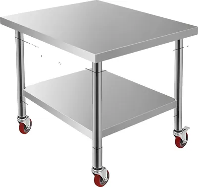 Obrázok produktu pre Kuchynský prípravný stôl, nastaviteľná polica, kolieska, 36 x 30 palcov