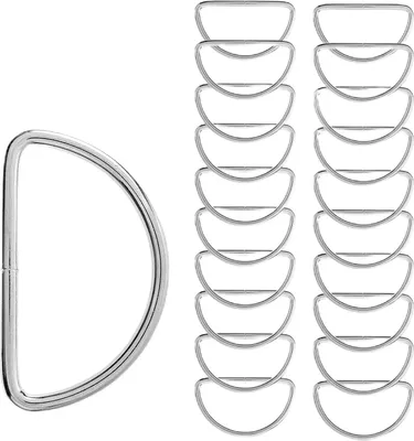 Produktbild von D-Ringe aus Metall, 20 Stück, für 20 mm breite Gurtbänder, Silber-farben, nicht verschweißte D Ring Öffnung für Rucksack Gürtelschnallen Taschen Gürtel Handtaschen Bastelzubehör, Karabiner