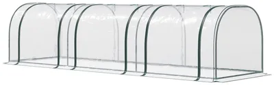 Produktbild von Tomatenhaus Pflanzenhaus, Frühbeet Foliengewächshaus mit Reißverschlusstür, Stahlrahmen, Transparent  |  3 Lüftungsfenster  |  350 x 100 x 80 cm