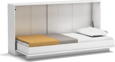 Produktbild von Lifa Prime Schrankbett 90x200 cm Weiß, Gasdruckfeder, geklappt 38 cm tief, mit Abstellfläche