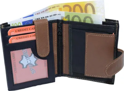 Produktbild von Geldbörse Nappa Leder mit Außenriegel schwarz/tan