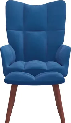 Produktbild von "im Sonderangebot"Einzelsessel moderne - CLORIS - Relaxsessel - Polstersessel mit Hocker Blau Samt - 61,5 x 69 x 95,5 cm - NeuMöbel9768186