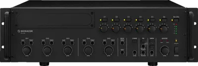 Obrázek produktu pro MONACOR ELA mono mixážní zesilovač 19'' 100 V/4 Ohm 240 W 5 kanálů/6 zón sw PA-6240