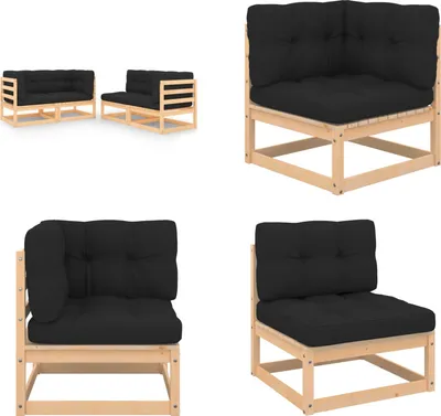 Produktbild von vidaXL 4 tlg. Garten Lounge Set mit Kissen Massivholz Kiefer - Gartenmöbel Set - Gartenmöbel Sets - Gartengarnitur - Gartengarnituren