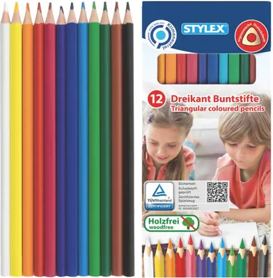 Obrázok produktu pre Stylex 25088, Čierna, Modrá, Hnedá, Zelená, svetlo modrá, Svetlozelená, Oranžová, Červená, Biela, Žltá, 12 kusov