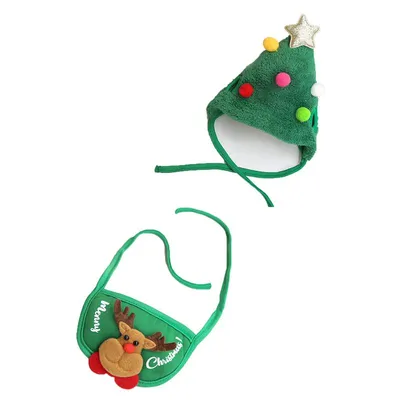 Produktbild von Heikoeco® Weihnachten Haustier Hut und Lätzchen, festliches Hundezubehör für kreative Feiertagslooks, perfekt für Fotos und als Weihnachtsgeschenke fü