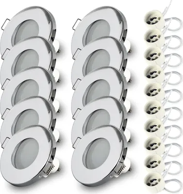Obrázek produktu pro 10x vestavné bodové svítidlo LED 230V IP44 RIK.6 chrom GU10 7W neutrální bílá