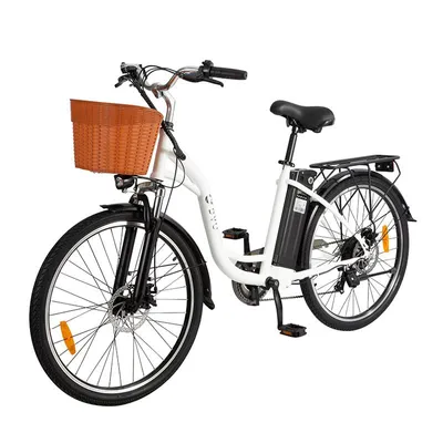 Zdjęcie produktu dla Rower elektryczny miejski C6 dla dorosłych, akumulator 36V 12,5Ah, maks. prędkość 25 km/h, 26‑calowe opony pneumatyczne, maks. ładowność 120 kg,