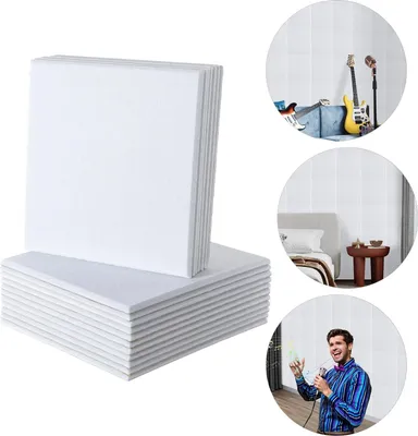 Obrázek produktu pro Akustické panely, polyesterová vlákna, 30 cm x 30 cm, tloušťka 9 mm, 18 kusů, zvuková absorpce
