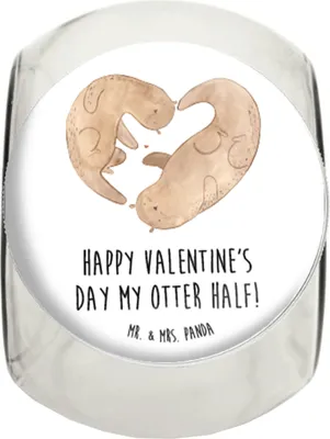 Produktbild von Mr. & Mrs. Panda Bonboniere Otter Valentine XL 2000ml - Weiß - Geschenk, Dekoglas, Frischhaltedose, für Freundin, Hocheitstag, Valentinstag, Vorratsdose, Mitbringsel