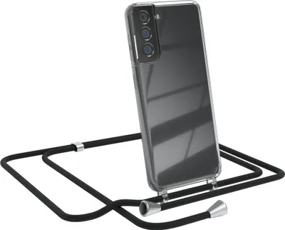 Produktbild von EAZY CASE Handykette kompatibel mit Samsung Galaxy S21 5G, Handyhülle mit Umhängeband, Handykordel, Schutzhülle Clear, Band in Schwarz