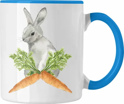 Produktbild von Trendation - Tasse Ostern Ostergeschenke Kinder Jugendliche Geschenke Lustige Grafik Osterhase Osterei Karrotte (Blau)