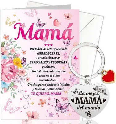 Produktbild von Muttertag-Karte mit Umschlag - Schlosshaken für Mama - Wunschkarten-Set - Wunschkarten ohne Text - Geschenk für Muttertag - Einzigartiges Design mit Blumen - Karte für Mama