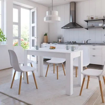 Image de Table de salle à manger Blanc 120x60x76 cm Bois composite