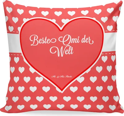 Produktbild von Mr. & Mrs. Panda Kissen 40x40 Omi - Geschenk, bedruckt, Kuschel, Dekokissen, Polster, Geburtstag, Großmutter, zier, Oma, Omi. Großpapa, Enkel, Ommi