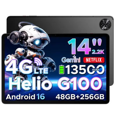 Produktbild von DOOGEE Tab E3 Max Android 16, 14 Zoll, 4G LTE, 48GB(8+40)+256GB(bis 2TB erweiterbar), 13500mAh/18W, 4G LTE, Widevine L1