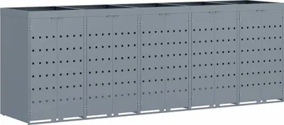 Zdjęcie produktu dla vidaXL Kosz na śmieci na kółkach na 5 pojemników Jasnoszary 340 x 77,5 x 121,5 cm