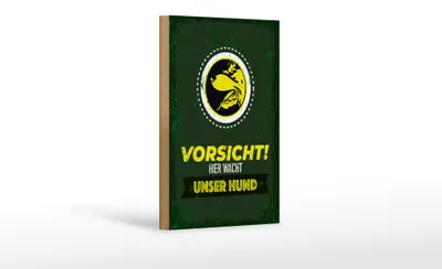 Produktbild von Holzschild Spruch Vorsicht hier wacht unser Hund 12x18 cm