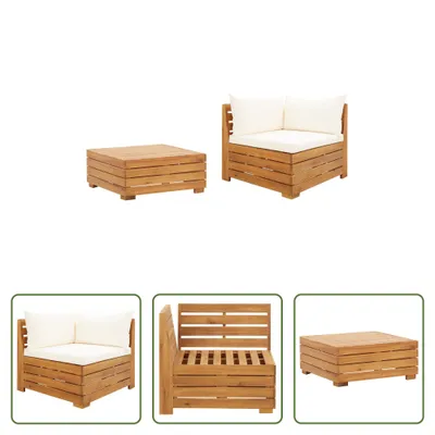 Produktbild von The Living Store 2-tlg. Garten-Lounge-Set mit Kissen Massivholz Akazie