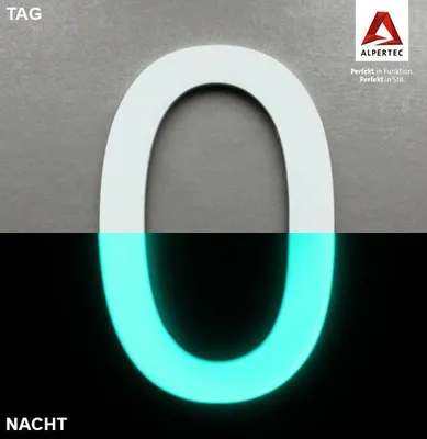 Produktbild von Hausnummer 0 Nachtleuchtend glow in the Dark selbstleuchtend