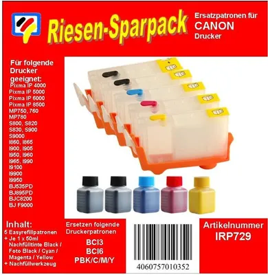 Produktbild von CISS Komplettset für BCI3eBK & BCI6 CMYK - ALLES DRIN - inkl. 250ml Dr.Inkjet Premium Nachfülltinte