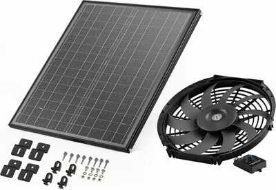 Zdjęcie produktu dla Wentylator wyciągowy zasilany energią słoneczną z termostatem - Wentylator Φ340x70mm - System wentylacji wyciągowej zasilany energią słoneczną