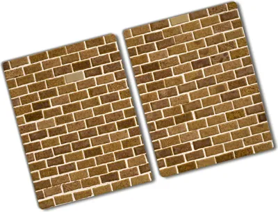 Produktbild von Tulup Glas Herdabdeckplatte - 2x40x52 cm - Glaskeramikkochfeld-Abdeckung Spritzschutz Glasabdeckplatte Kochplattenabdeckung und Schneidebrett - Zweiteilig - Sonstige - Backsteinmauer - Braun