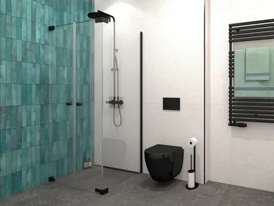Produktbild von Jungborn Duschtür mit Seitenwand SETTE Pendeltür links Seitenwand rechts 90 x 100 cm Profilfarbe schwarz Klarglas mit sc