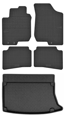 Zdjęcie produktu dla Dywaniki gumowe + mata bagażnika do Hyundai i30 I 2007-2012 (hatchback, koło dojazdowe) – czarne, dopasowane – Wielganizator