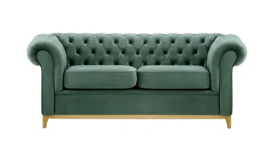 Produktbild von SLF24 - Dreisitzer-Sofa Chesterfield Wood - schmutziges Himmelblau - Velluto 12