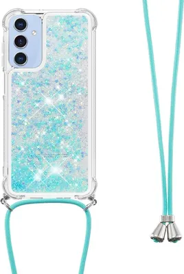Produktbild von Samsung Galaxy A16 Hülle - Coverup Liquid Glitzer Back Cover mit Handykette - Hellblau