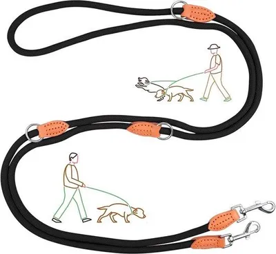 Image de Laisse pour petits chiens, 3 mètres de long, en nylon, double cordon, bandoulière