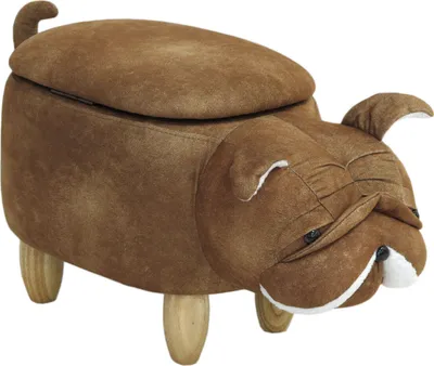Produktbild von SVITA ANIMAL STORAGE Kinderhocker Tierhocker mit Stauraum gepolsterter Hocker mit Holzbeinen Braun Tier-Motiv Hund