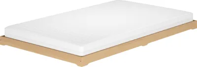 Produktbild von Niederflurbett Flachbett 120x200 Buche Massivholz natur mit wählbarem Zubehör V-60.66-12Rollrost und Matratze inkl.