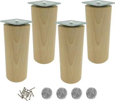 Produktbild von Holzfuß für Möbel, Möbelfuß, Zylinder, Durchmesser 60 mm, roh, 18 cm, Befestigung