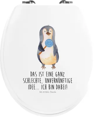 Produktbild von Mr. & Mrs. Panda WC Brille Pinguin Lolli - Weiß - Geschenk, Klo-Deckel, WC-Sitz, toilettensitz motiv, Sitz, Süßigkeiten, Klobrille, Unvernünftig, Spruch