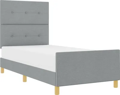 Zdjęcie produktu dla vidaXL Rama łóżka z zagłówkiem jasnoszara 90 x 200 cm tkanina