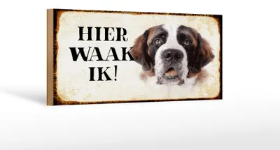 Produktbild von Holzschild Spruch 27x10cm holländisch Hier Waak ik Bernhardiner