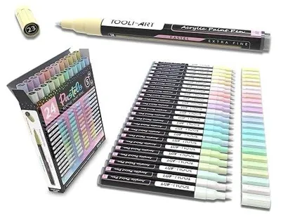 Zdjęcie produktu dla Pisaki akrylowe pastelowe 0 7 mm zestaw 24 szt. do malowania