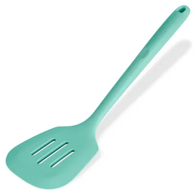 Image de Spatule en silicone, résistante à la chaleur jusqu'à 315°C, couleur bleu ciel, longueur 34,5 cm, flexible