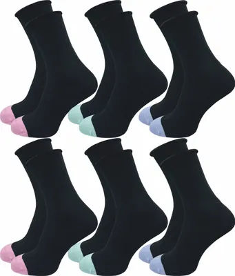 Produktbild von GAWILO Damen Socken mit Rollrand (6 Paar) | Ohne drückende Naht und ohne Gummidruck | Diabetikersocken mit verstärkter Ferse und Fußspitze