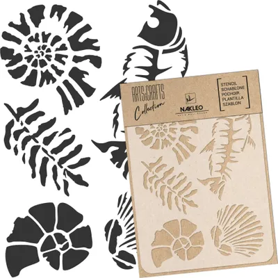 Produktbild von Malschablone für Handwerk A4 21x30cm, Jurassischer Ammonit Fossilien Muster, Wiederverwendbare Kunststoff DIY & Scrapbooking Zeichenschablone