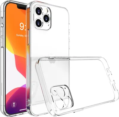 A clear protective case for an Apple iPhone 14 Pro is shown, with the phone itself visible inside the case.